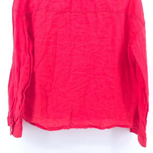 Rachel Zoe Women Red 100% Linen Relaxed Fit Long Sleeve Shell Button Down M - Picture 10 of 12